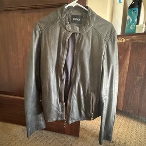 Doma Gray Leather Jacket for Women